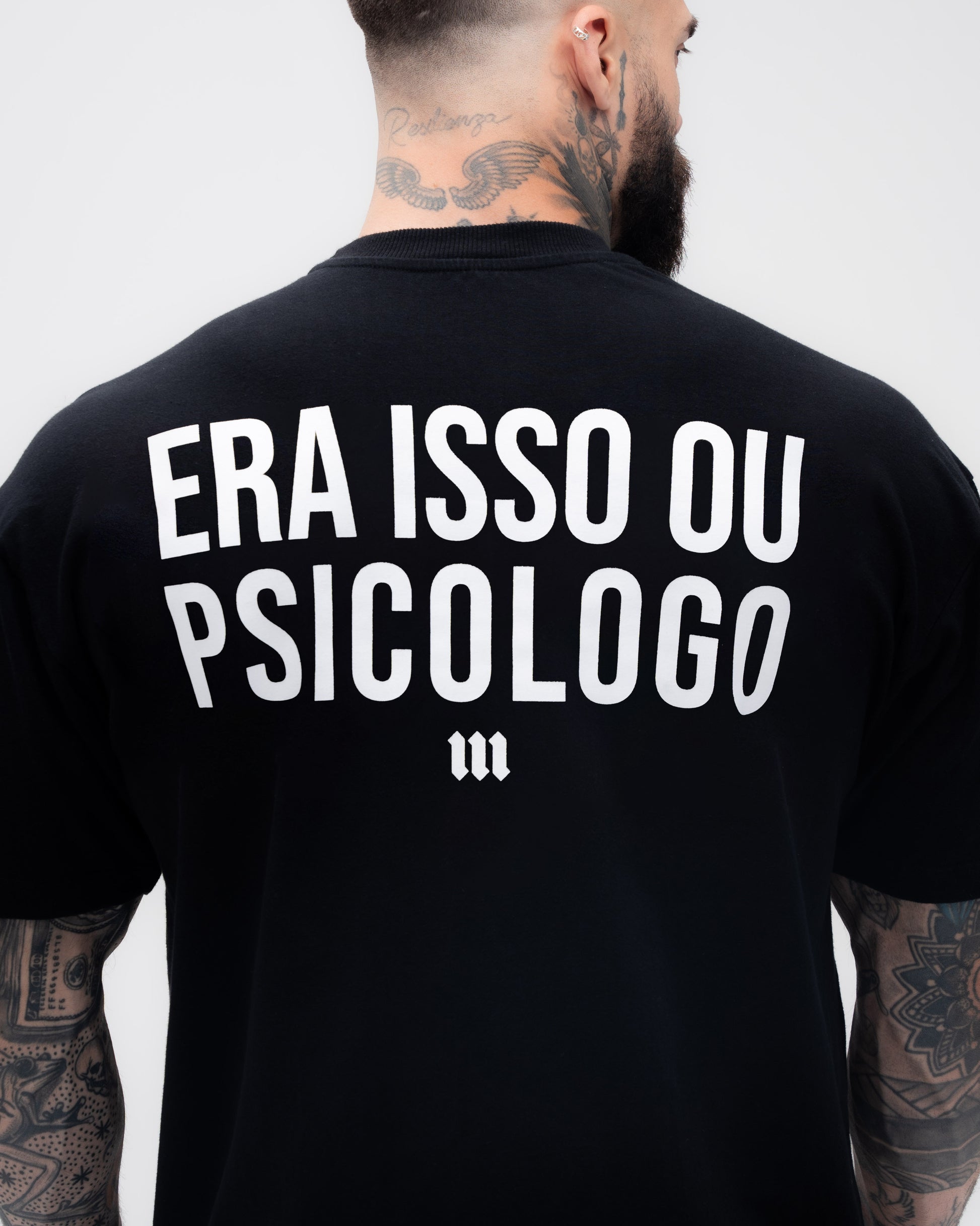 Camiseta Oversized Treino Mith Era Isso ou Psicólogo Preto