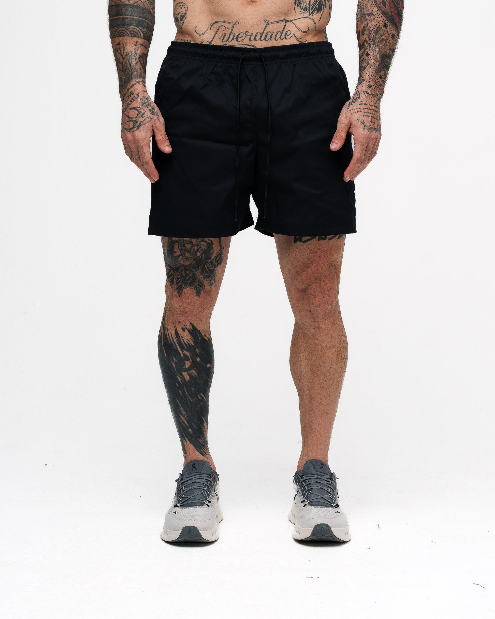 Shorts Curto de Tactel Mith Nation Embroidery Preto