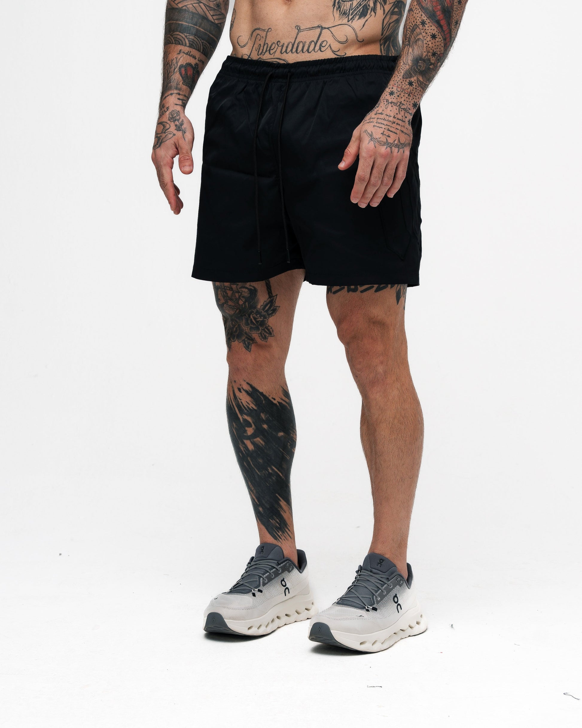 Shorts Curto de Tactel Mith Nation Embroidery Preto