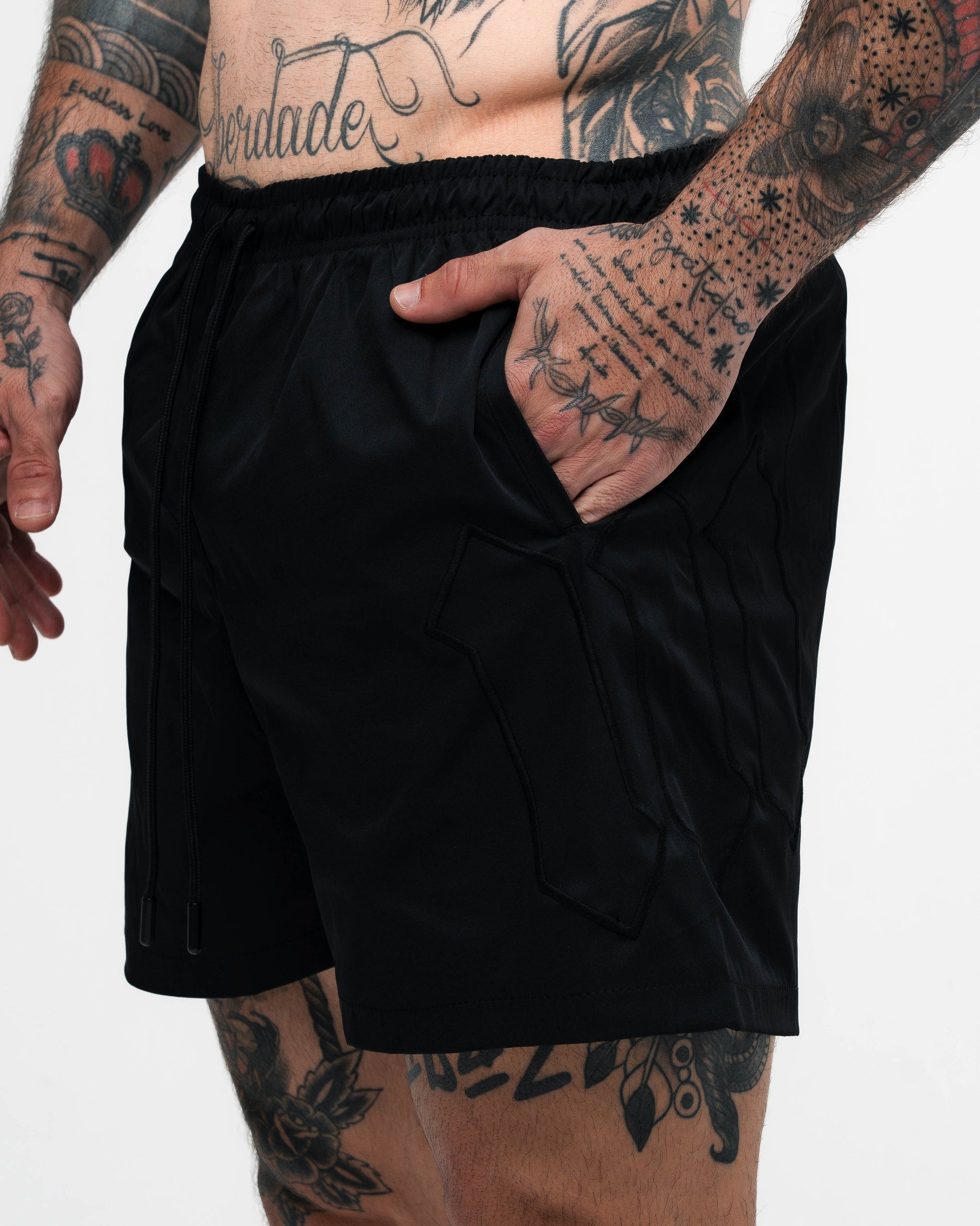 Shorts Curto de Tactel Mith Nation Embroidery Preto