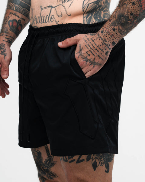 Shorts Curto de Tactel Mith Nation Embroidery Preto