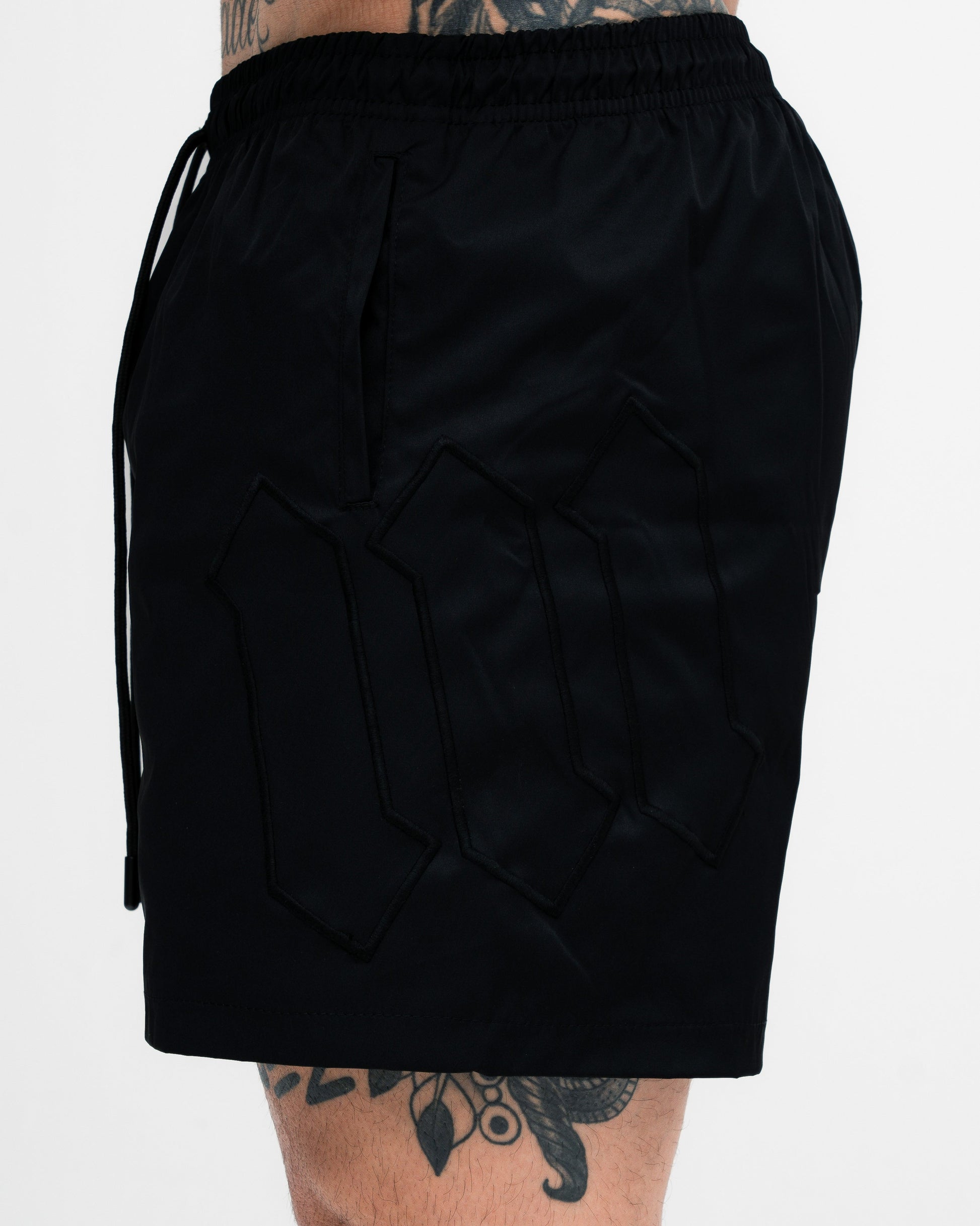 Shorts Curto de Tactel Mith Nation Embroidery Preto