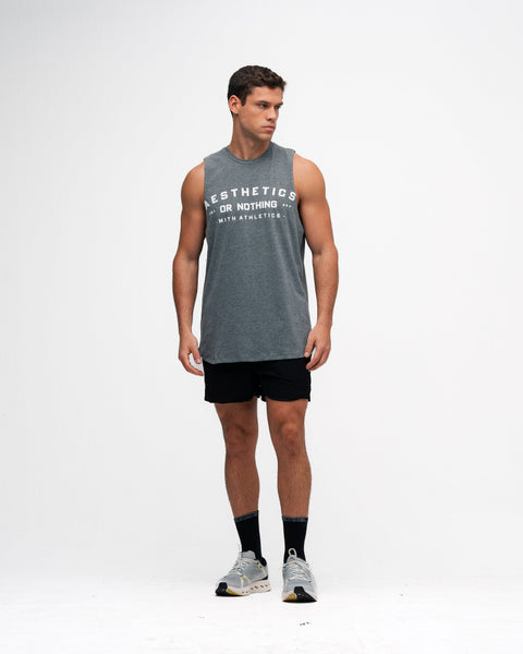 Regata Cut Off Mith Nation Aesthetics or Nothing Cinza Mescla