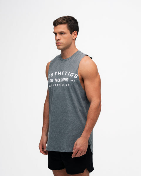 Regata Cut Off Mith Nation Aesthetics or Nothing Cinza Mescla