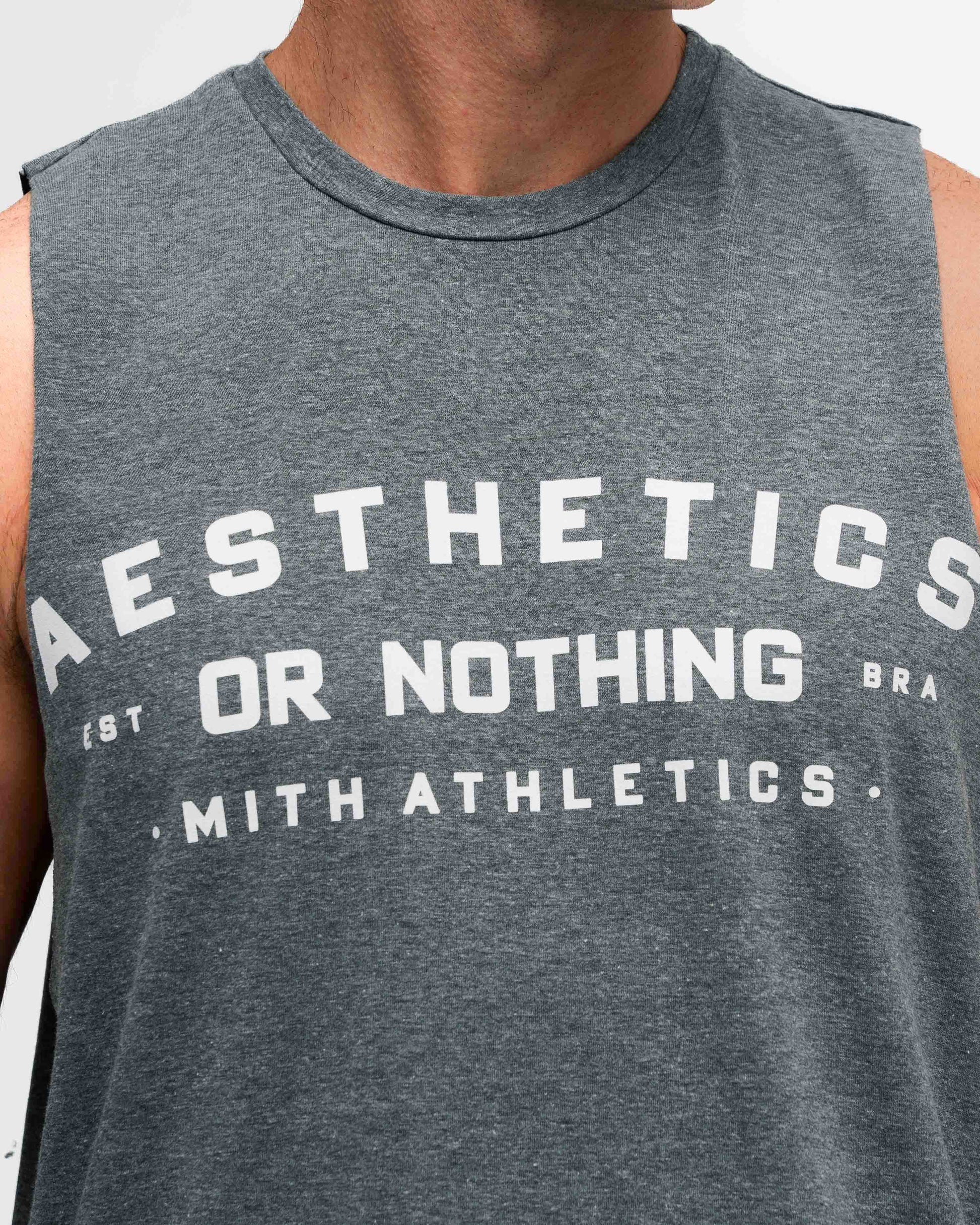 Regata Cut Off Mith Nation Aesthetics or Nothing Cinza Mescla